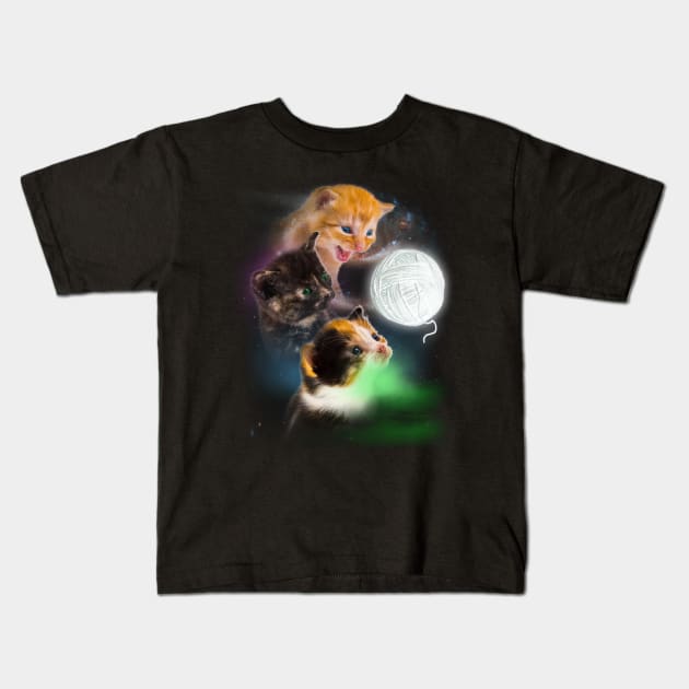 Three Kittens and the Ball of Yarn Kids T-Shirt by Xeire